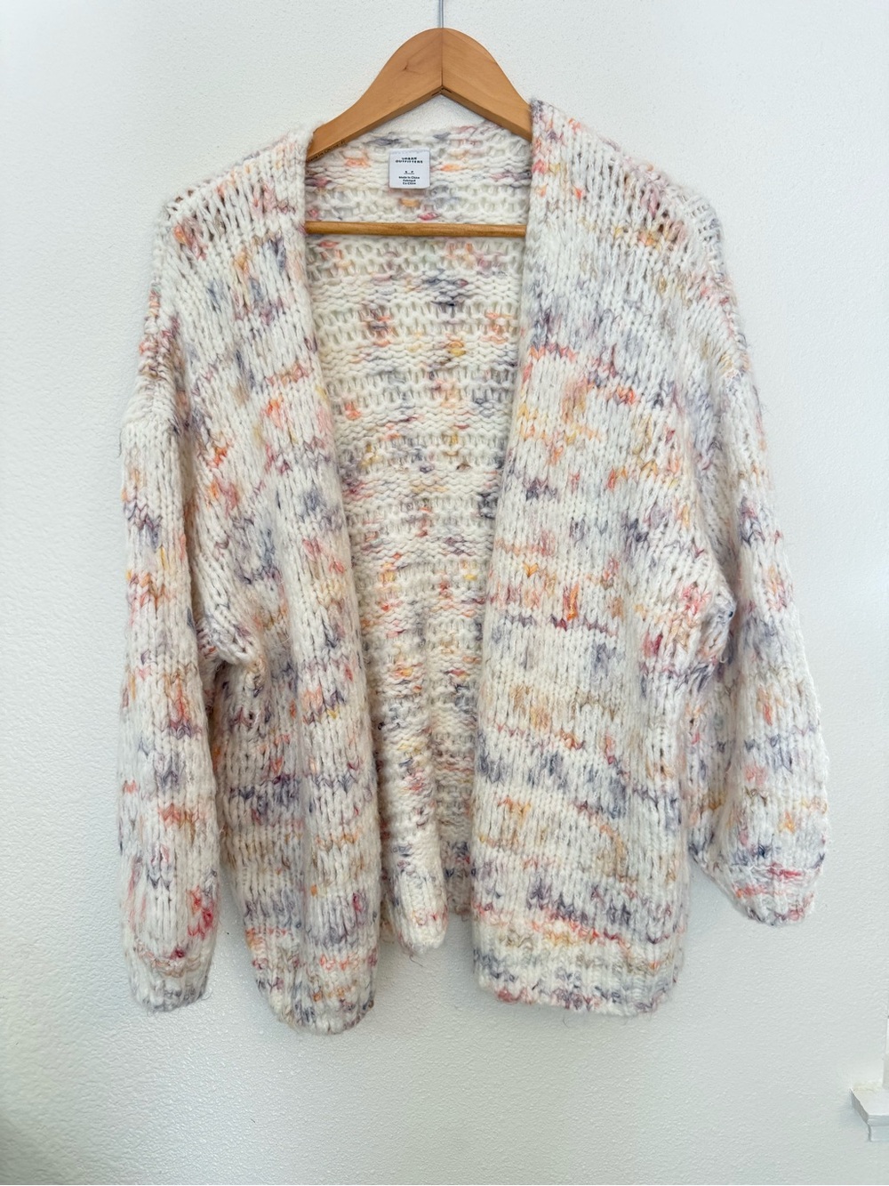 Urban Outfitters Women's Abstract Knit Cardigan in Cream & Multicolor size Small